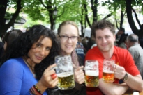 Wendi, Steve and Caterine enjoying some refreshments in a biergarden in the middle of München!